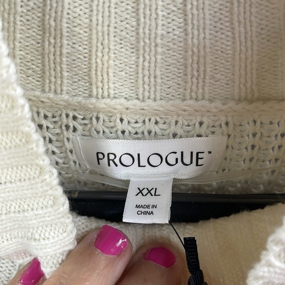 NWT Prologue Womens Sweater Cottage Core Creamy Ivory Ruffly women’s Sz XXL - Picture 5 of 9